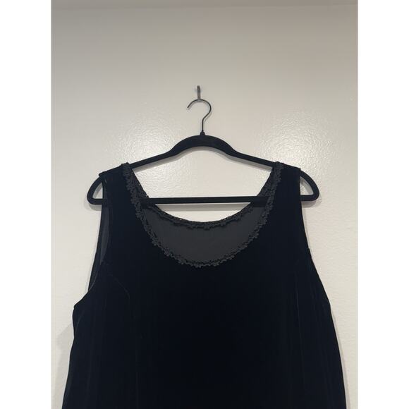 Astoria Designs Black Silk Blend Velvet Maxi Dress XL Whimsigoth Floral Trim - Picture 2 of 7